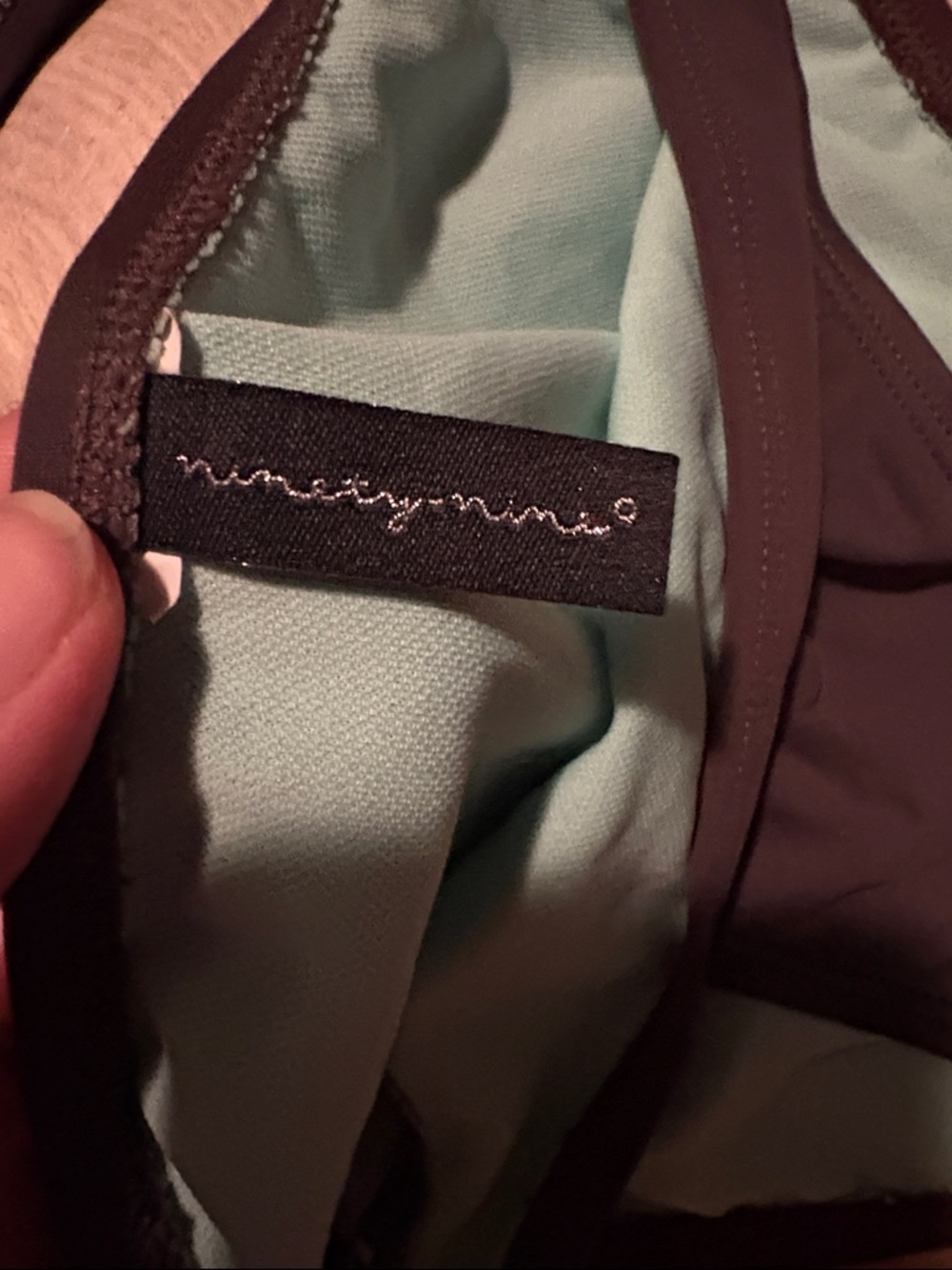Women’s Dark Grey Two-Piece Swim Bikini with Mint Lining - Picture 2 of 7